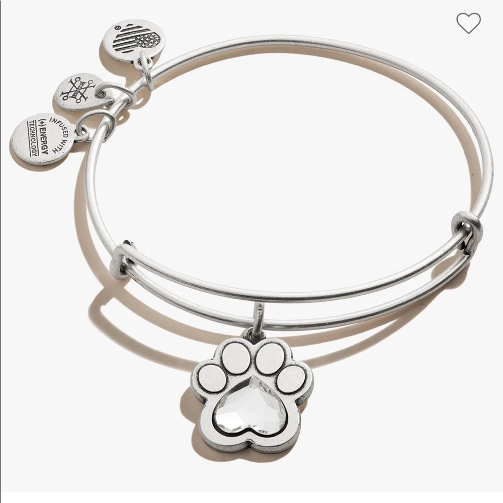 NWT Alex and Ani Crystal paw prints of love charm bangle